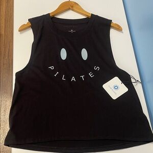 NWT Black smiley Club Pilates Tank Top,  XL